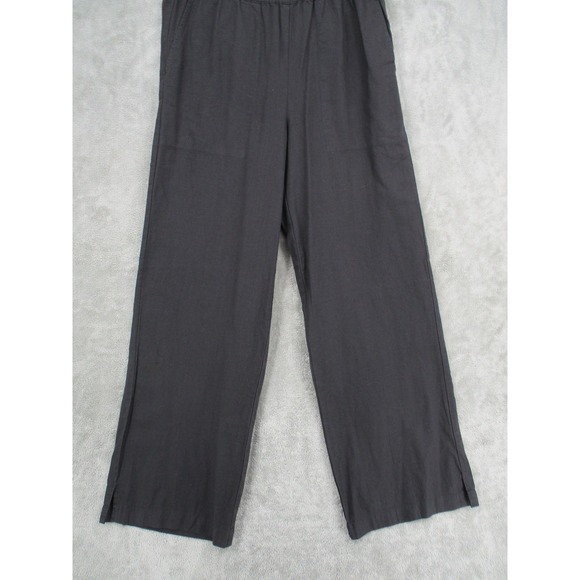Michael Stars Pants Womens Medium Charcoal Linen Blend Wide Leg Pull On Pockets - Picture 4 of 11